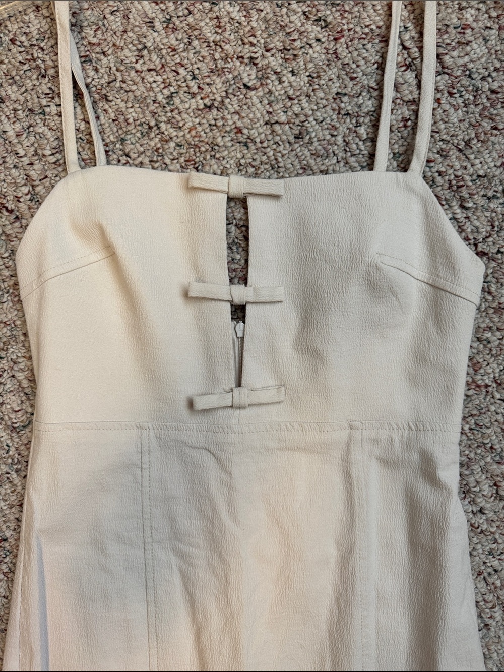 Zara Cream Strappy Maxi Dress with Front Tab Accents - Picture 2 of 4